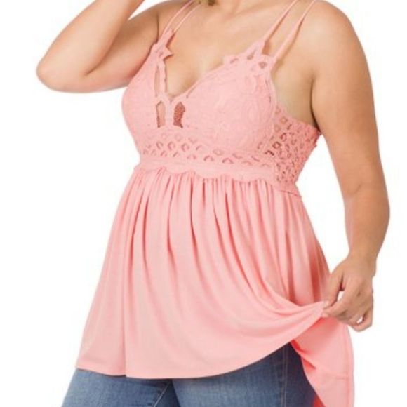 Pink Crochet Bralett Cami Top 3X - Picture 1 of 5